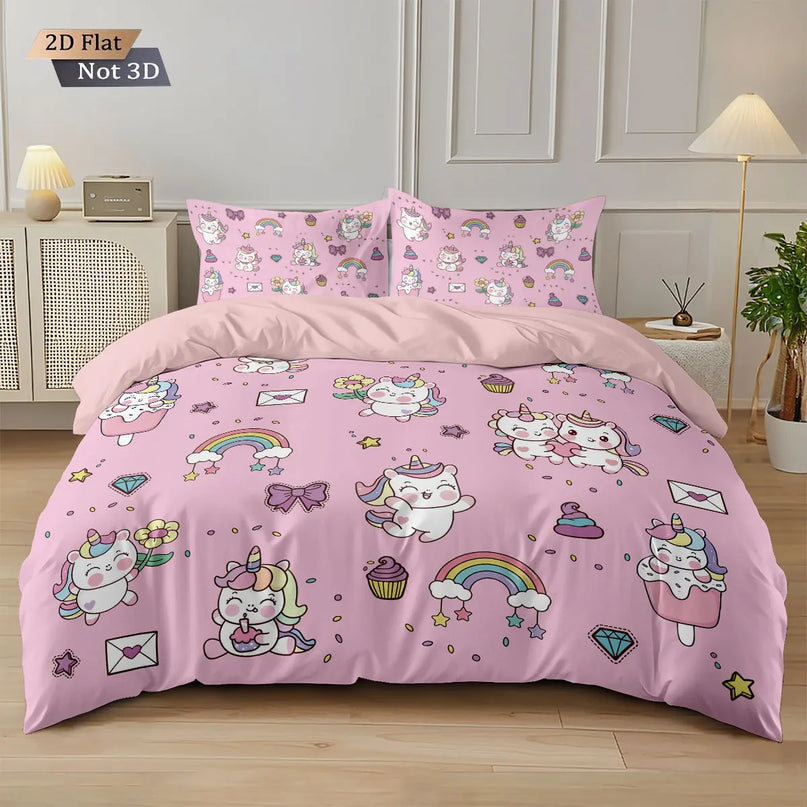Kawaii Doodle Unicorn Bedding Set