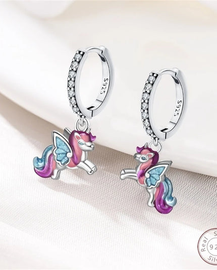 Winged Unicorn Enamel Earrings