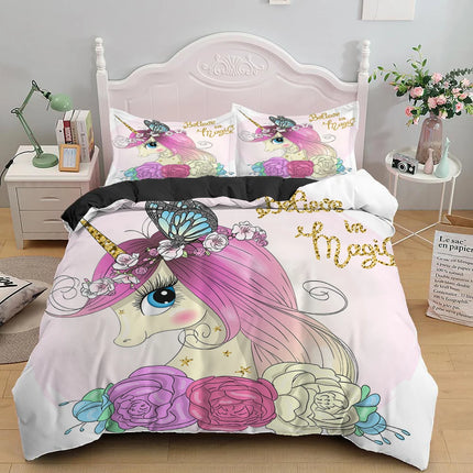 Rose Butterfly Unicorn Bedding