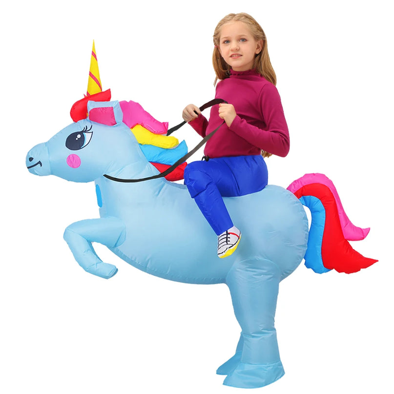 Blue Inflatable Costume Unicorn for Kids