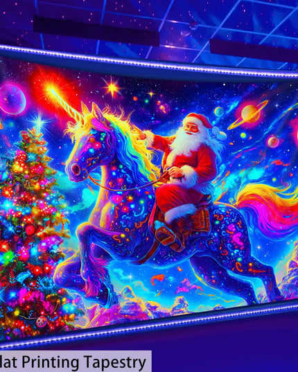 Unicorn Christmas Starry Sky Tapestry