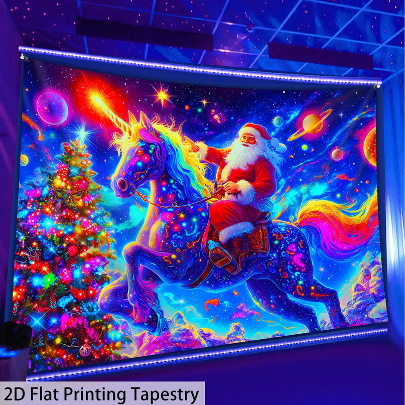 Unicorn Christmas Starry Sky Tapestry