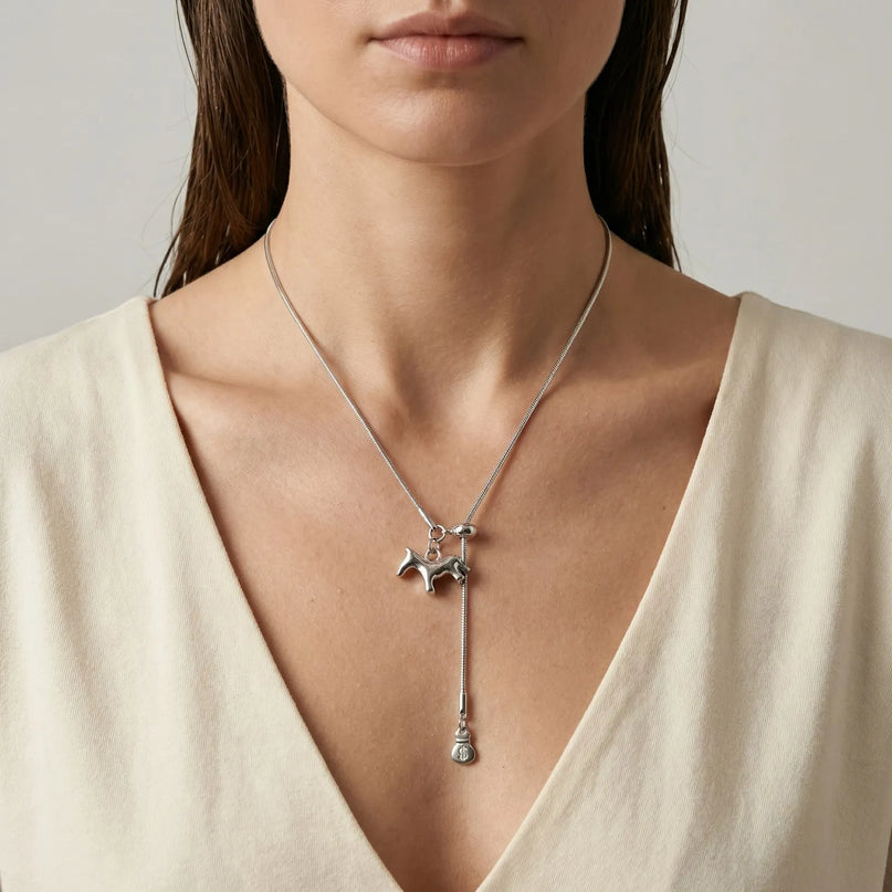 Silver Y-Drop Unicorn Necklace