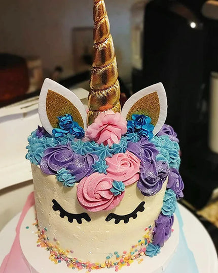 Unicorn Horn Cake Topper with Eyelashes