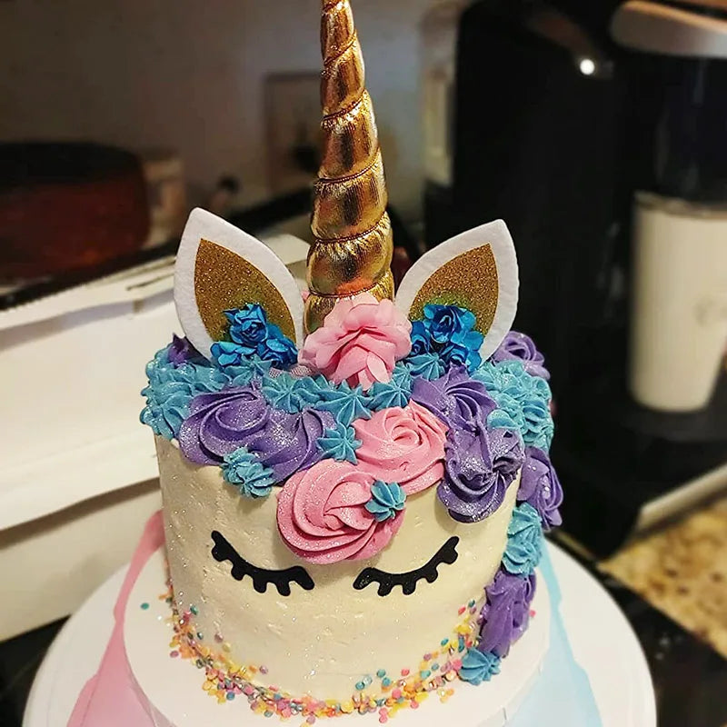 Unicorn Horn Cake Topper with Eyelashes