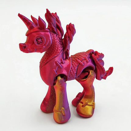 Pink-Gold Unicorn Plastic Figurine