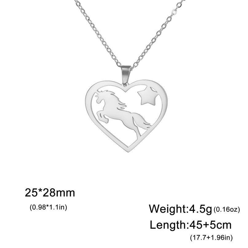 Unicorn Heart Star Necklace