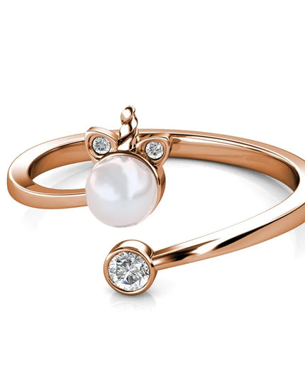 Pearl Crystal Unicorn Ring