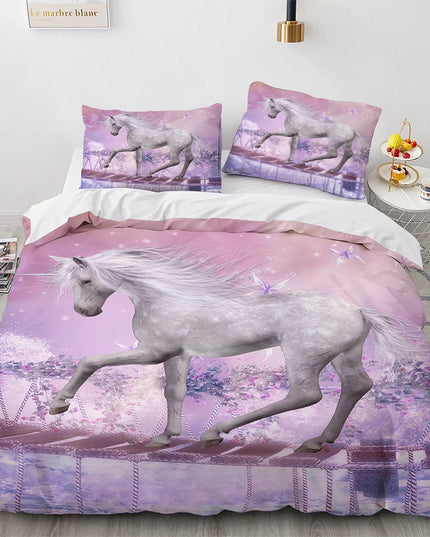 Pink 3D Butterfly Unicorn Bedding