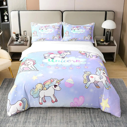 Kawaii Purple Unicorn Bedding