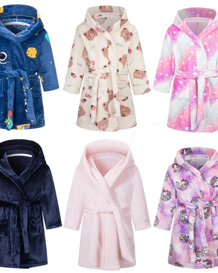 Pastel Cartoon Unicorn Print Robe