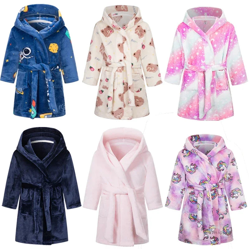 Pastel Cartoon Unicorn Print Robe