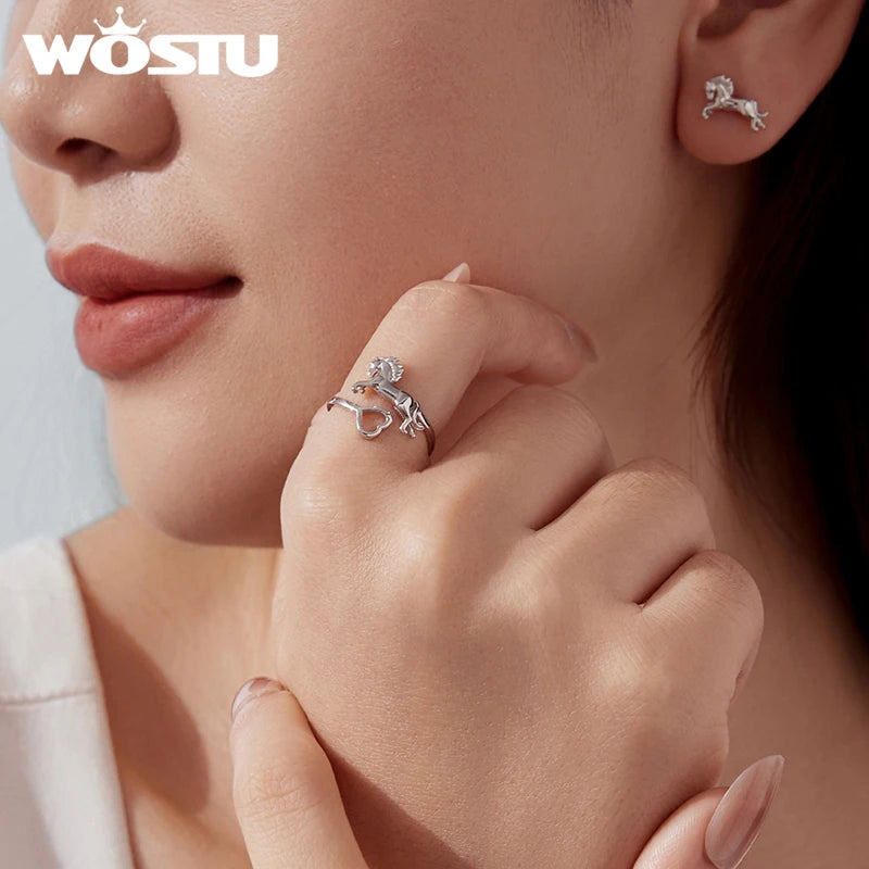 925 Silver Unicorn Heart Ring