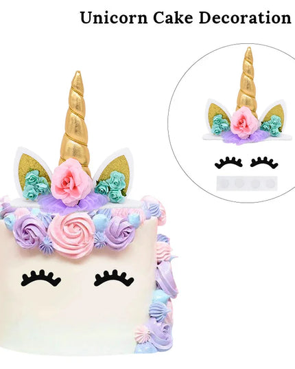 Unicorn Horn Cake Topper with Eyelashes