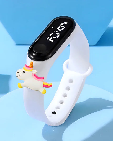 White Band Unicorn LED Watch