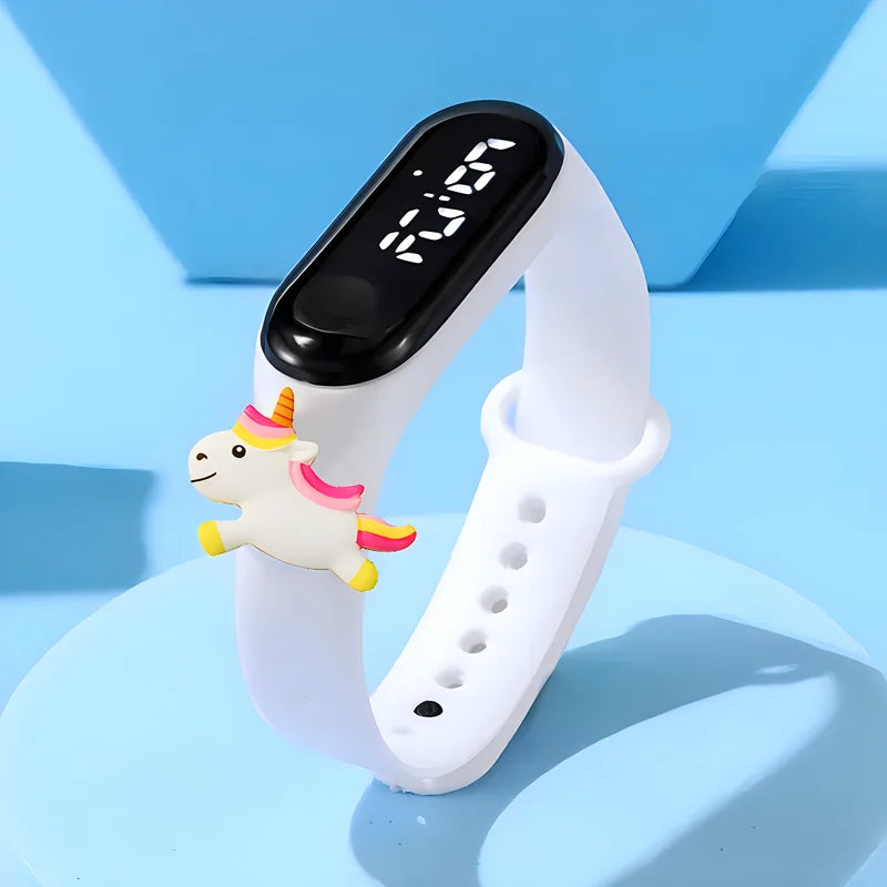 White Band Unicorn LED Watch