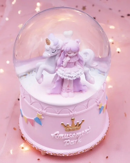 Dreamy Pink Unicorn Snow Globe