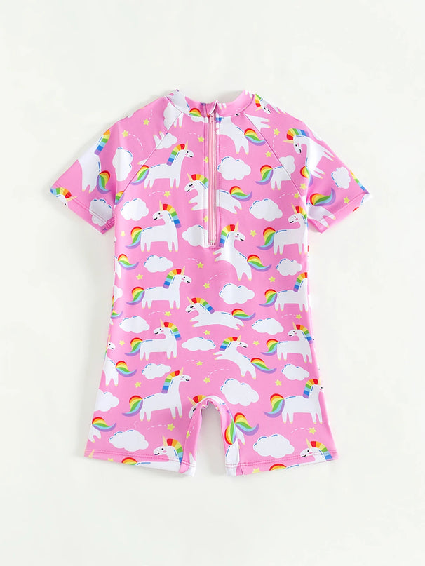 Pink Baby Girl Unicorn Swimsuit