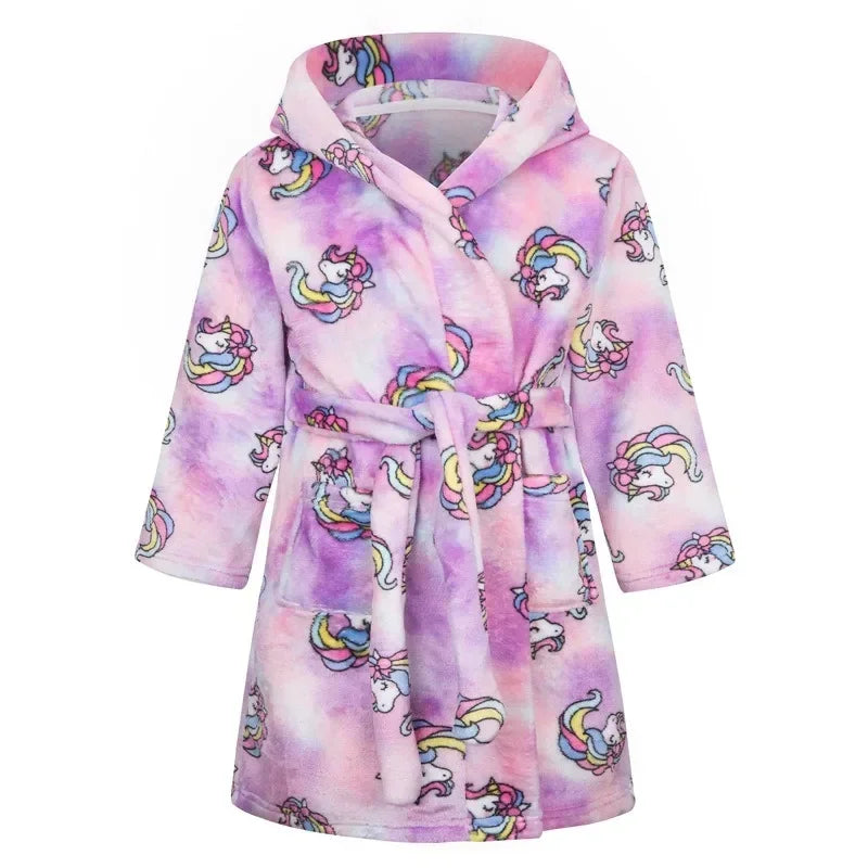 Pastel Cartoon Unicorn Print Robe