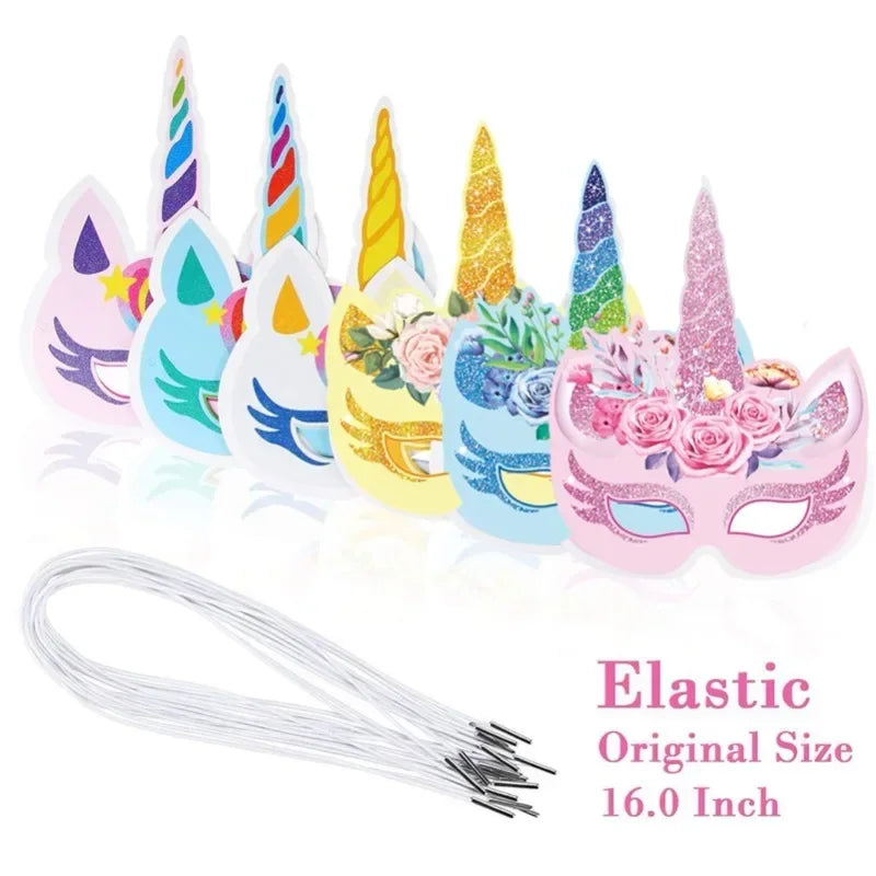 Rainbow Unicorn Party Mask 6 Pack