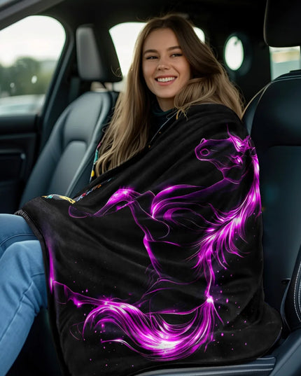 Neon Glow Black Unicorn Blanket