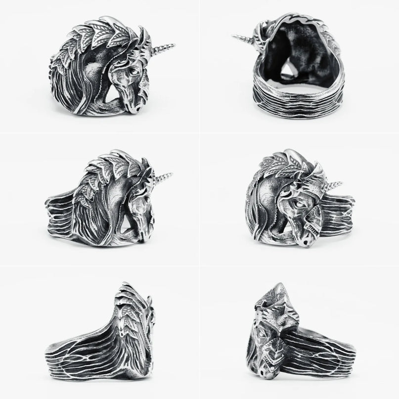 Retro Unicorn Ring for Men