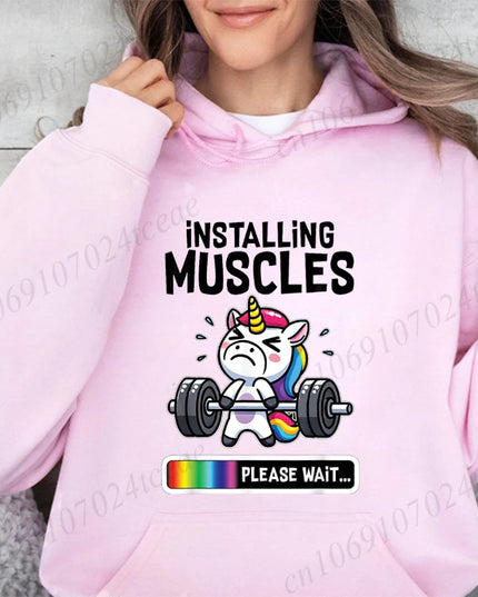 White Adult Unicorn Gym Hoodie