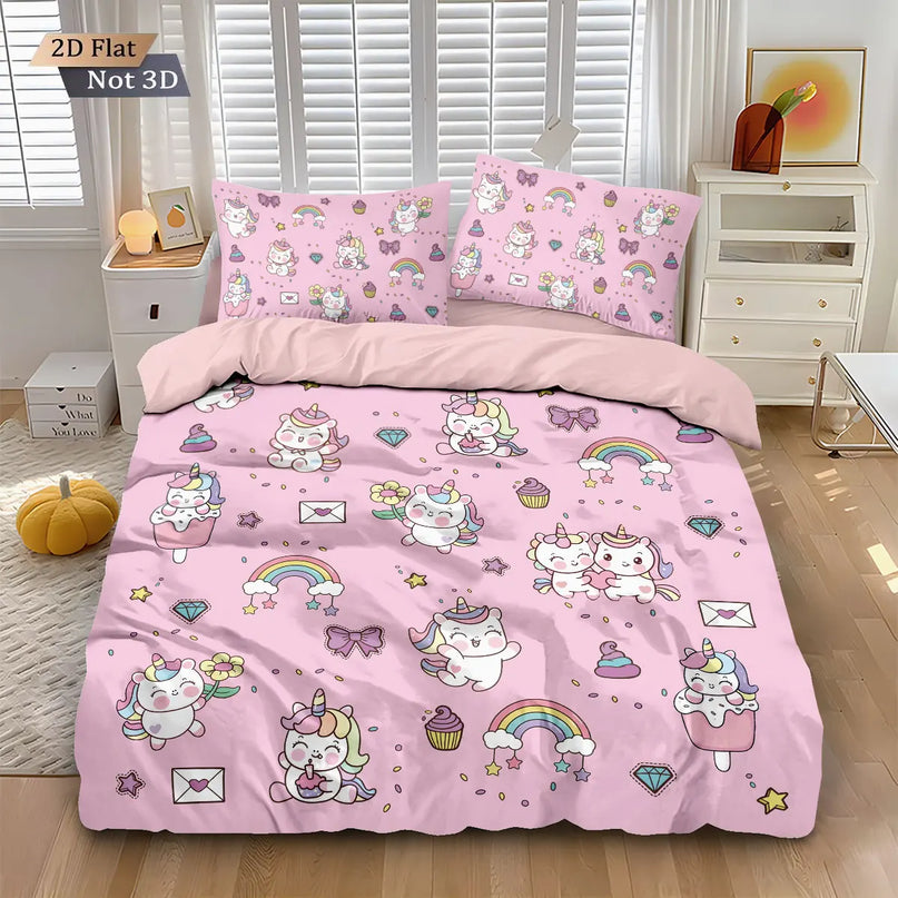 Kawaii Doodle Unicorn Bedding Set