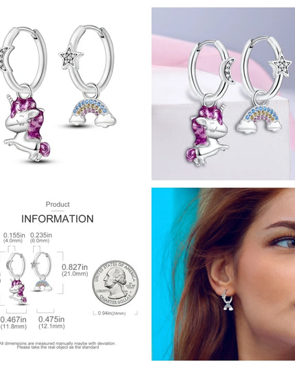 Crowned Rainbow Unicorn Earrings