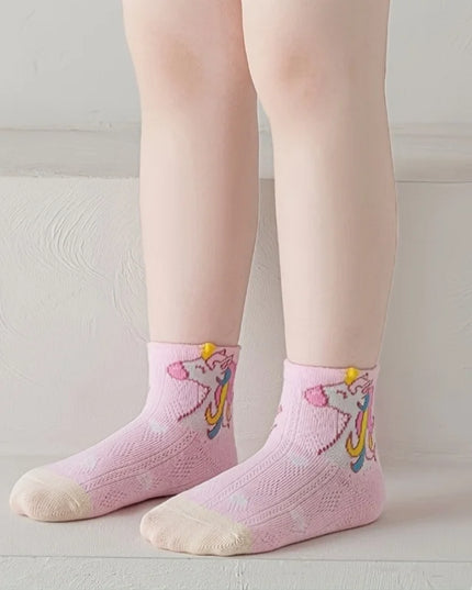 Non-Slip Unicorn Socks - Girls 5-Pack