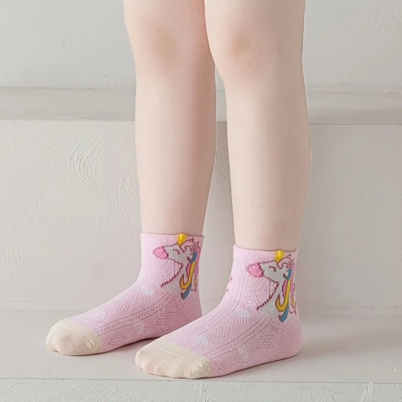 Non-Slip Unicorn Socks - Girls 5-Pack
