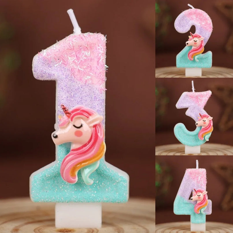 Magical Unicorn Number 3 Candle