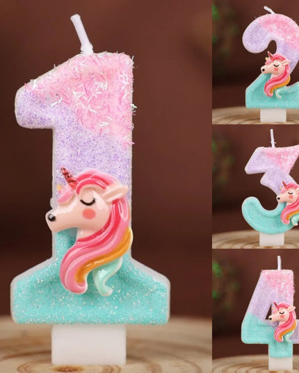 Unicorn Number 2 Birthday Candle