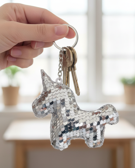acrylic unicorn keychain - in-use