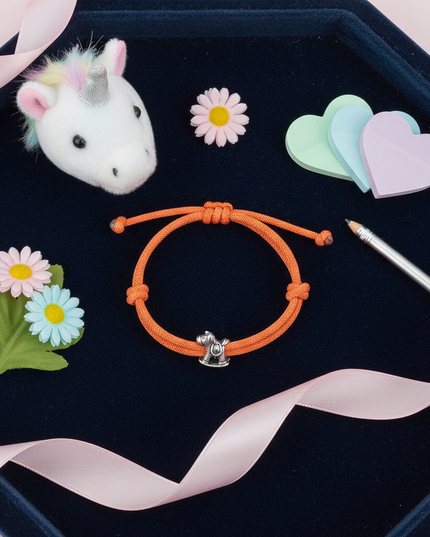 adjustable unicorn bracelet - flat-lay