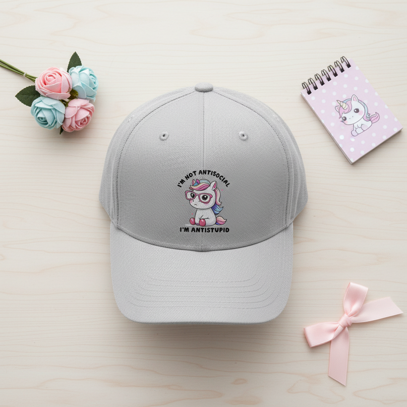 adjustable unicorn cap - flat-lay