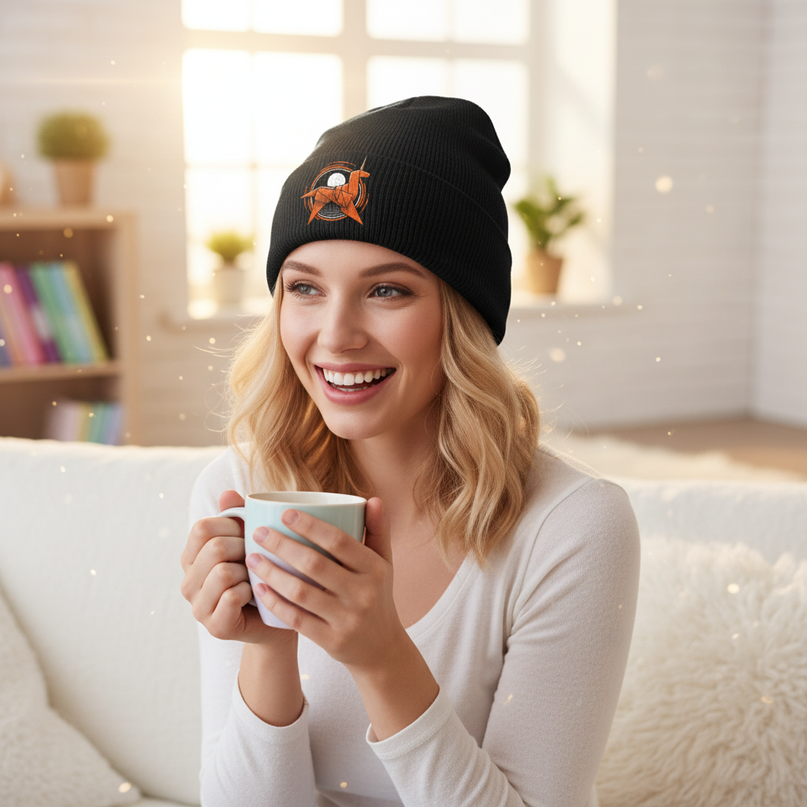 adult unicorn beanie - in-use