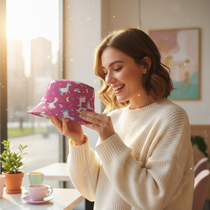 adult unicorn hat - in-use
