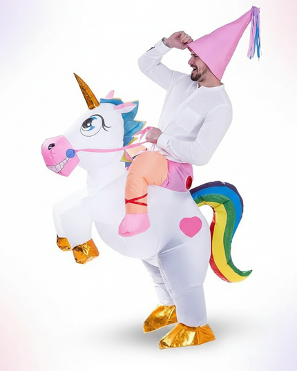 adult unicorn inflatable costume - white-bg