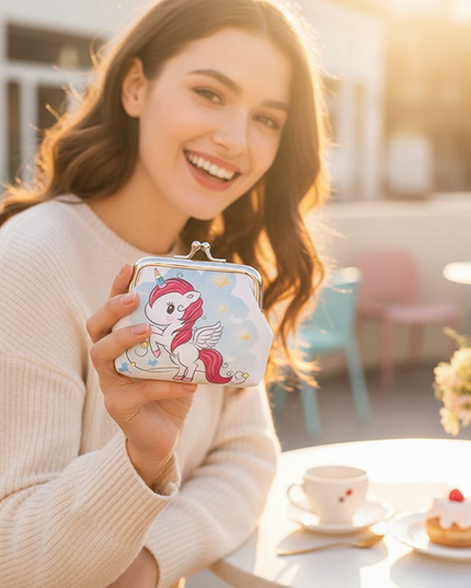 adult unicorn purse - in-use