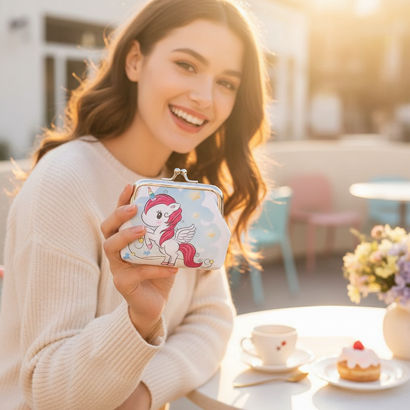 adult unicorn purse - in-use