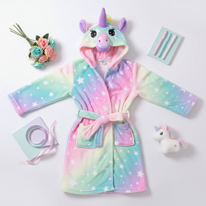 adult unicorn robe - flat-lay