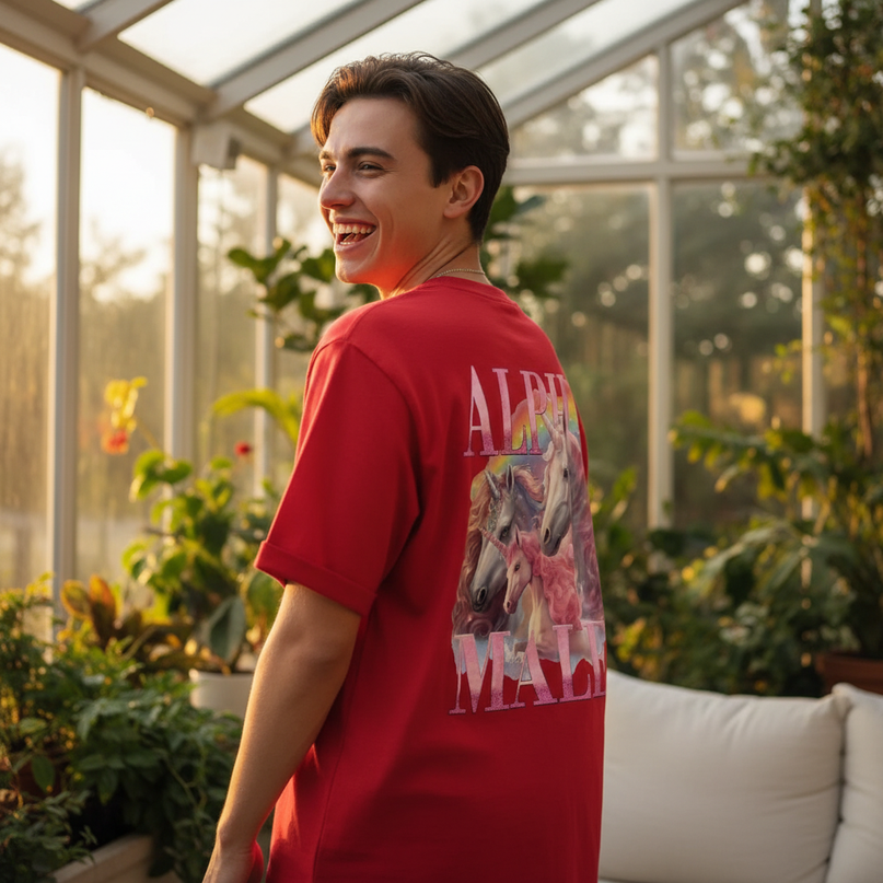 adult unicorn shirt - in-use