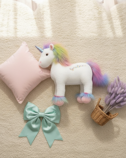 airbrush plush unicorn - flat-lay