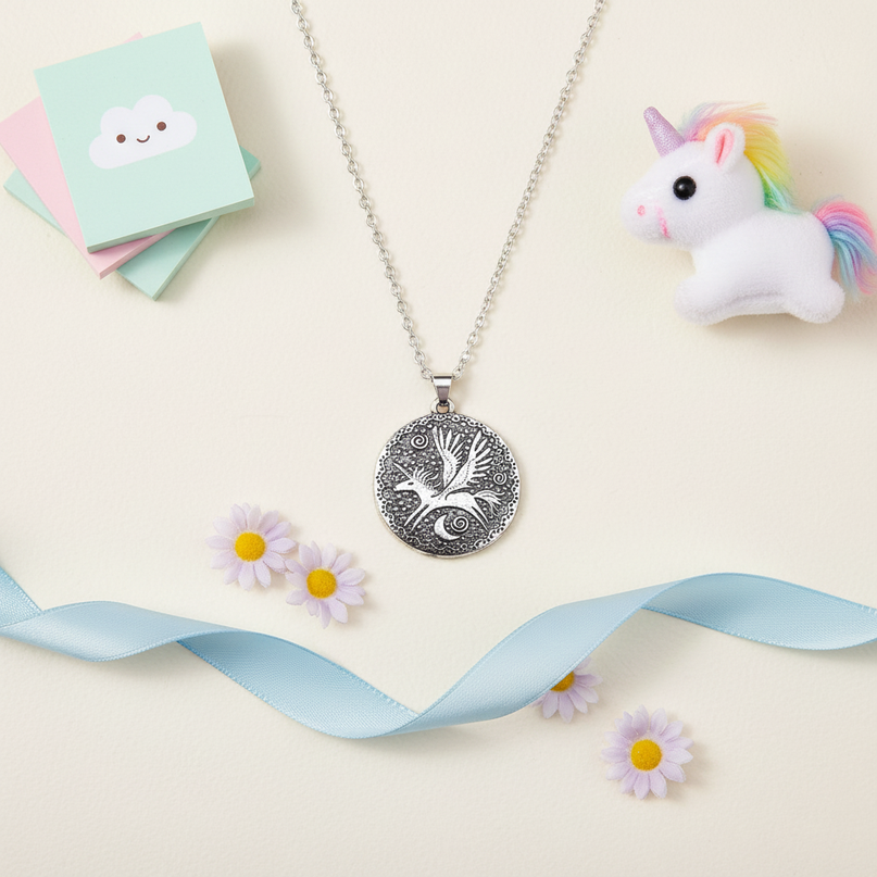alicorn necklace - flat-lay