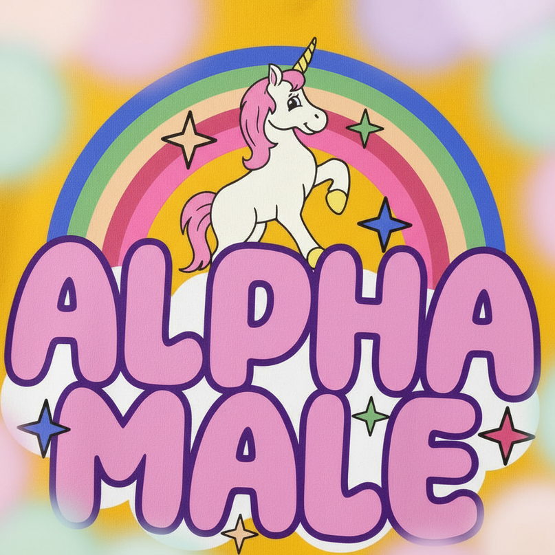 alpha male rainbow unicorn hoodie - detail