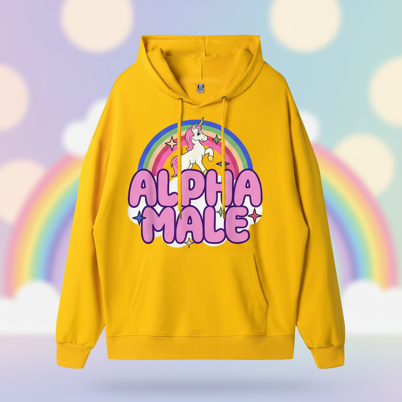 alpha male rainbow unicorn hoodie - lifestyle
