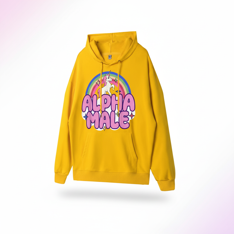 alpha male rainbow unicorn hoodie - white-bg
