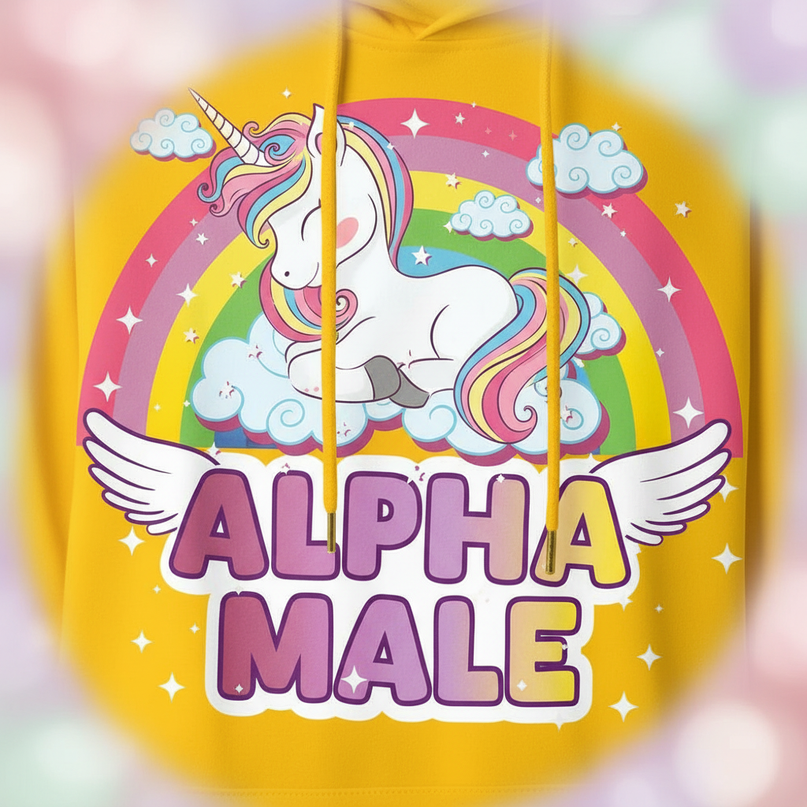 alpha male sleeping unicorn hoodie - detail