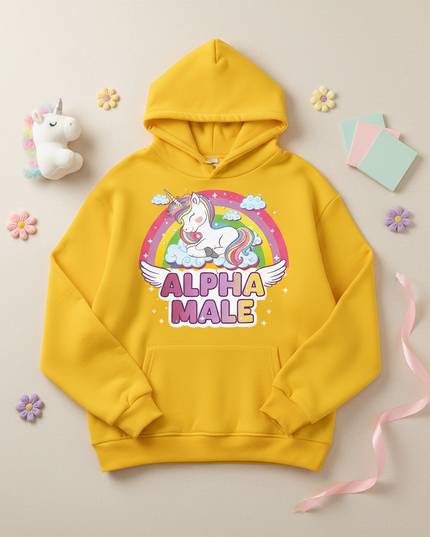 alpha male sleeping unicorn hoodie - flat-lay